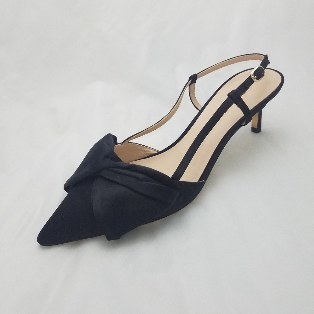 Kate spade satin slingback heels 10 black - Picture 1 of 4